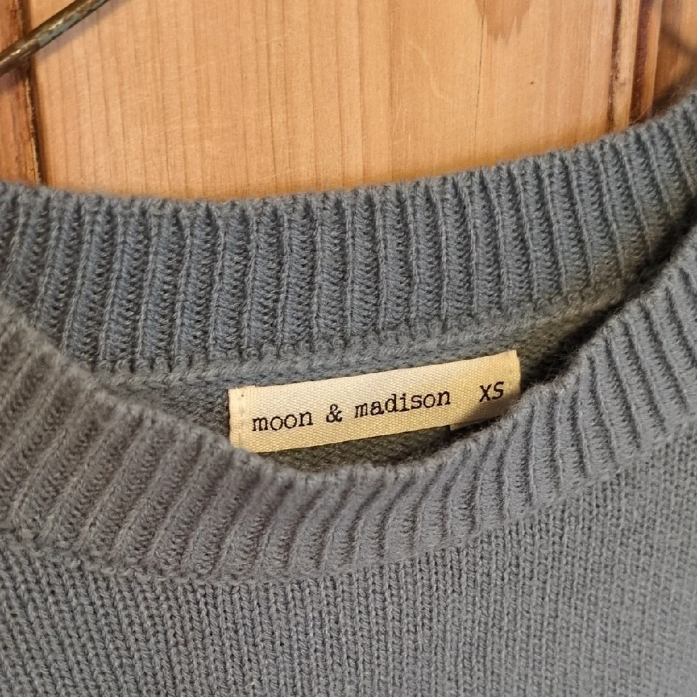 moon & madison Blue Crewneck Sweater with Ivory Star Motif - Picture 2 of 4